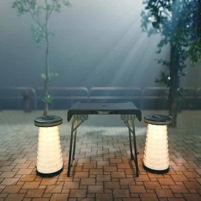 Porodo Lifestyle Compact Portable Outdoor Table Set With Illuminated Folding Seats - Gray